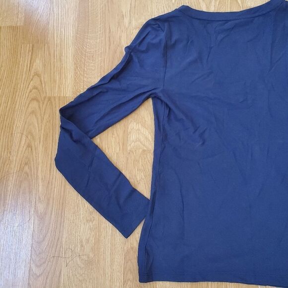 INC Cotton V-Neck Long Sleeve Tee size XS in Blue -NEW - Picture 8 of 13